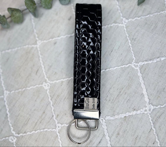 Black Hexagon Key Chain