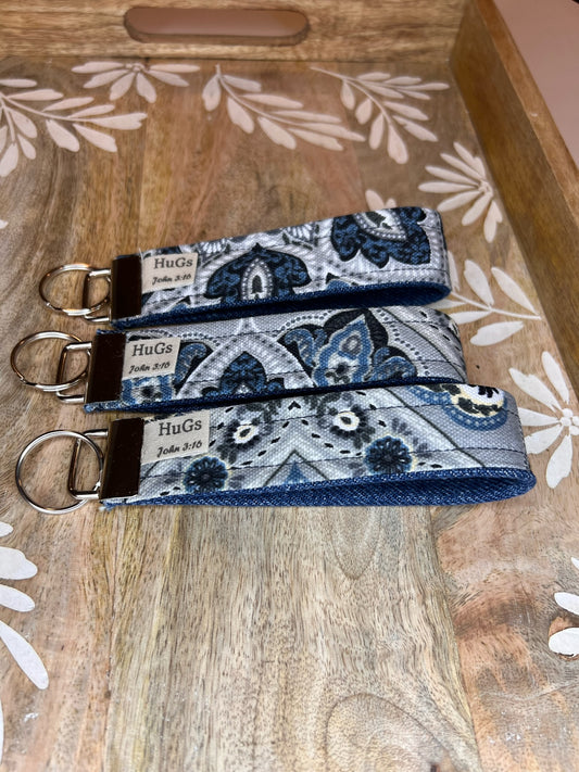 Blue Denim Flower Key Chain