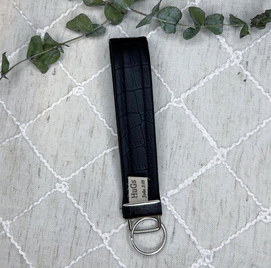 Black Print Faux Leather Key Chain